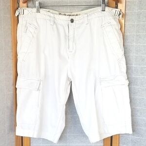 Z-Brand Vintage Cargo Shorts Distressed Fade Relaxed Fit Stone Khaki Size 38
